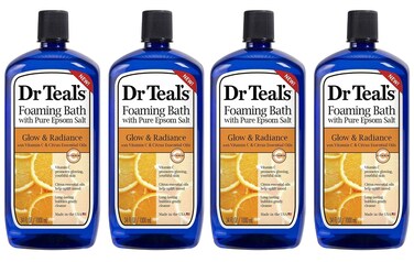 Dr Teal's Foaming Bath 4-Pack (136 fl oz Total), Glow &amp; Radiance with Vitamin C and Citrus Essential Oils