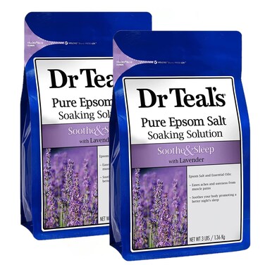 Dr. Teals Soothe &amp; Sleep Lavender Soaking Solution Gift Set (2 Pack, 3lbs ea.) - Pure Epsom Salt &amp; Essential Oils Provide Relief from Daily Stress &amp; Promote A Better Nights Sleep - at Home Remedy