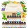 PURA D'OR Organic Sweet16 Essential Oils Set - 16x 10mL Wood Box Aromatherapy Gift Set - 100% Pure Therapeutic Grade for Relaxation and Wellness (Lavender, Rosemary, Turmeric, Ylang Ylang &amp; More)
