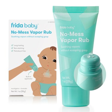 Frida Baby No-Mess Vapor Rub, Baby Vapor Rub for Chest, Neck, Back + Foot,Non-staining, Petroleum-Free Hands-Free Applicator Tube, Soothing Eucalyptus &amp; Lavender for Sleep