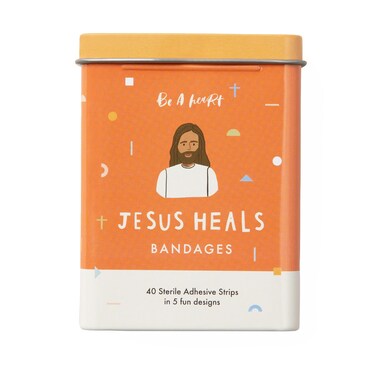 Be A Heart Original Jesus Heals Bandages, Jesus Adhesive Bandages, Jesus Bandaids, Christian, Children Bandages (2 Bandage Tins)