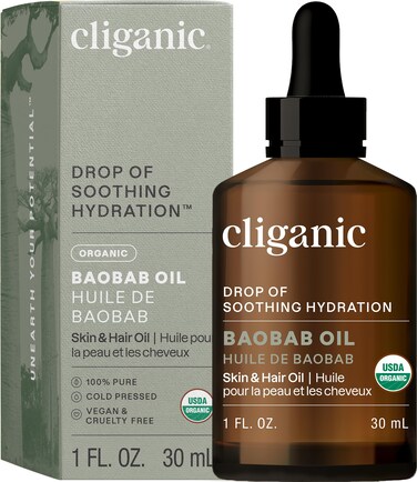 Cliganic Organic Baobab Oil, 100% Pure - For Face &amp; Hair   Natural Cold Pressed Unrefined (Packaging May Vary)