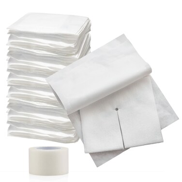 Split Drain Sponge Gauze 2x2 Sterile 6 Ply Pads [Pack of 70] Absorbent Precut 2"X2" Non-Woven Slit Bandage for I.V. Tracheostomy - 35 Packs of 2 Pre Cut Bandages + 1 Roll of Medical Tape