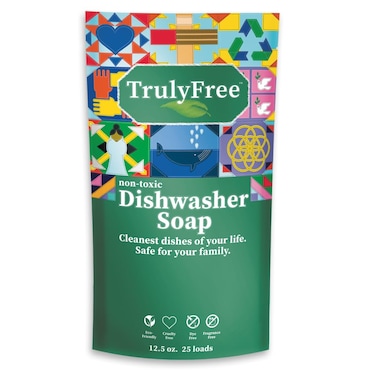 Truly Free Automatic Dishwasher Detergent Powder - Concentrated Dishwashing Detergent, Dish Soap, Hard Water Stain Remover, Kitchen Cleaning Supplies, No Harmful Ingredients - 12.5 oz (Pack of 1)