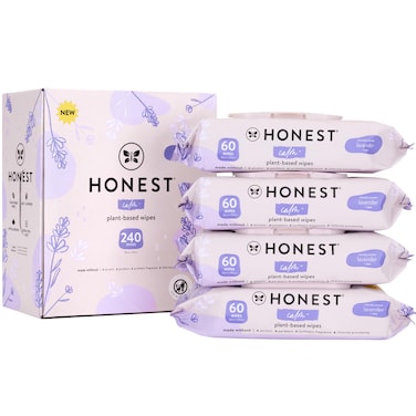 The Honest Company Calm + Cleanse Naturally Scented Wipes   Cleansing Multi-Tasking Wipes   99% Water, Plant-Based, Hypoallergenic   Lavender, 240 Count