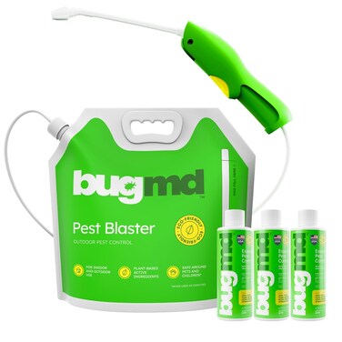 BugMD Blaster Kit - 3 Pack Pest Control Essential Oil Concentrates 3.7 oz and 1 Pest Blaster - Plant-Powered Bug Spray for Home, Insect Killer, Ant Killer for House, Flea Spray for Home, Roach Spray