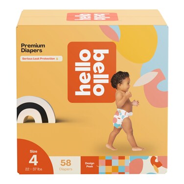 Hello Bello Premium Diapers Size 4, Honeysuckle Designs, 58ct Club Box, Hypoallergenic and Extra Absorbent