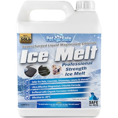 Pet Safe Ice Melt - Deicer for Driveway, Magnesium Chloride Ice Melt, Deicer Spray, Pet Safe Salt Ice Melt, Ice Dam Melt, Liquid Ice Melt, DeIcer for Sidewalks - Safe, Fast and Effective (1 Gallon)