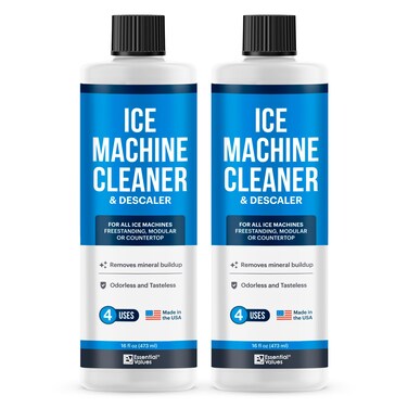 Essential Values Ice Machine Cleaner and Descaler Sanitizer - 16 fl oz Descaler - Ice Maker Cleaner Solution Compatible with All Major Brands (2 pack) - Fresh Ice Machine Cleaner