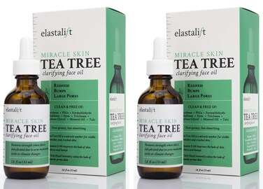 Elastalift Tea Tree Oil Facial Spot Treatment W/Witch Hazel Clarifying Tea Tree Oil For Face Helps Target Redness, Acne, Bumps, Dry Itchy Skin, &amp; Large Pores Non-Irritating, 1.8 Fl Oz (2-Pack)