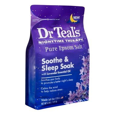 Dr. Teal's Soothe &amp; Sleep Lavender Pure Epsom Salt Soaking Solution (4lb. Bag) - Essential Oils - Relieve Your Senses &amp; Any Tired, Achy Muscles at Home