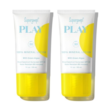 Supergoop! PLAY 100% Mineral Lotion - 1 fl oz, Pack of 2 - Broad Spectrum SPF 30 Sunscreen for Face &amp; Body - Lightweight, Fast Absorbing, Water Resistant - With Green Algae