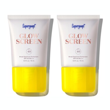 Supergoop! Glowscreen (SPF 40) - 0.5 fl oz, Pack of 2 - Glowy Primer + Broad Spectrum Sunscreen - Helps Filter Blue Light - Boosts Hydration with Hyaluronic Acid, Vitamin B5 &amp; Niacinamide