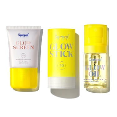 Supergoop! Glow Kit - Includes Glowscreen SPF 40 (0.5 oz), Full-Size Glow Stick SPF 50 (0.7 oz), and Glow Oil SPF 50 (1.0 fl oz)