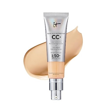 IT Cosmetics Your Skin But Better CC+ Cream, Medium (W) - Color Correcting Cream, Full-Coverage Foundation, Hydrating Serum &amp; SPF 50+ Sunscreen - Natural Finish - 1.08 fl oz
