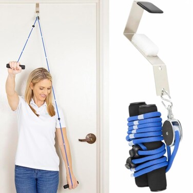 Vive Shoulder Pulley for Physical Therapy - Rotator Cuff Pain Pulley System - Over Door Rehab Exerciser - With Durable Metal Pulley &amp; Comfortable Padded Handles (FSA/HSA Approved)