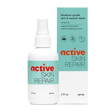 Active Skin Repair First Aid Healing Skin Spray - Natural &amp; Non-Toxic with Hypochlorus Acid for Minor Cuts, Wounds, Scrapes, Rashes, Sunburns, &amp; More, HSA/FSA Eligible, 3 oz