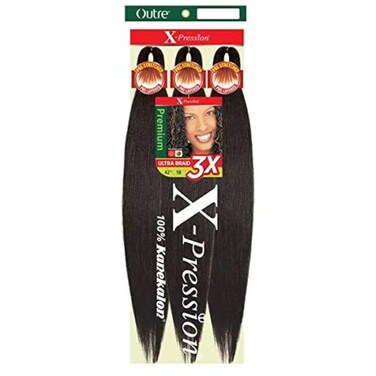 Outre Synthetic Pre Stretched ULTRA BRAID - XPRESSION 3X 42" (Color:1B Off Black, Pack of 3)