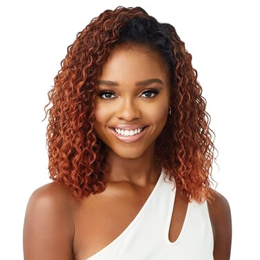 Outre Synthetic Quick Weave Wet &amp; Wavy Style Half Wig - DEEP CURL 14" (DR GINGER BROWN)