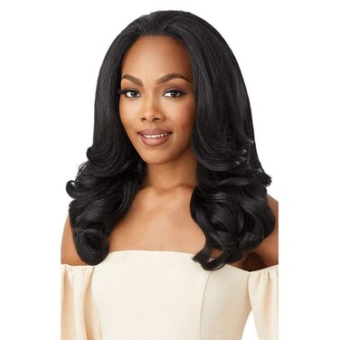 Outre Quick Weave Self Styled in 60 Seconds Neesha Soft &amp; Natural New Half Wig Cap Laysflat Requires Less Leave Out NEESHA H301 (1B)