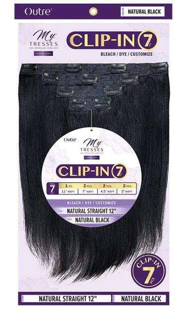 Outre MyTresses Purple Label Unprocessed Human Hair Clip-in 7PCS NATURAL STRAIGHT (12", NBLK)