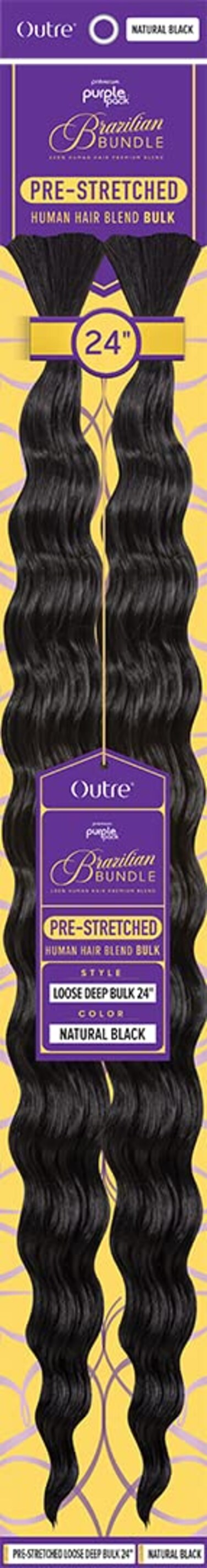 Outre Purple Pack Brazilian Bundle - Prestretched Loose Deep Bulk 24" (Natural Black)