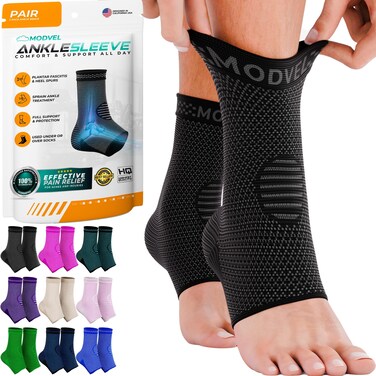 Modvel Foot &amp; Ankle Brace Socks for Sprained Ankle Compression Sleeve - Plantar Fasciitis Relief Brace, Foot Support for Women &amp; Men - Tendonitis &amp; Arthritis Foot Sleeve, Stabilizing Ankle Wrap