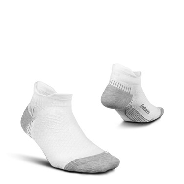 Feetures Plantar Fasciitis Relief Sock Light Cushion No Show Tab - Targeted Compression Sock for Women &amp; Men - Medium, White