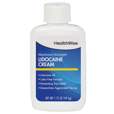 HealthWise Maximum Strength Lidocaine Cream   Numbs Away Pain   Long-Lasting Relief   Non-Greasy   1.75 Oz