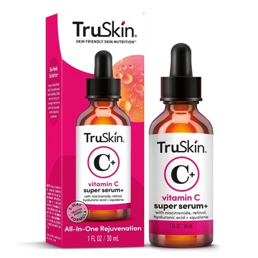 TruSkin Vitamin C Super Serum with Niacinamide, Retinol, Hyaluronic &amp; Salicylic Acid (BHA) - All-in-One Anti Aging Facial Serum for Brightening, Firming, and Fading the Look of Dark Spots, 1 Fl Oz