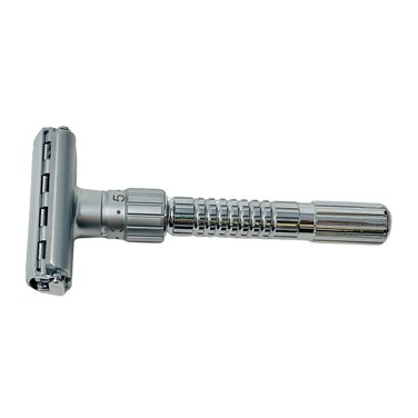 G.B.S Adjustable Double Edge Butterfly Razor Stainless Steel Knurled Handle Ergonomic Non Slip Grip