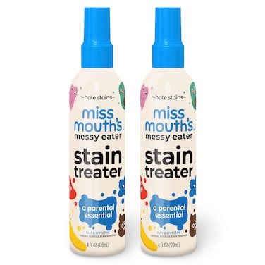 Miss Mouth's Messy Eater Stain Treater Spray - 4oz 2 Pack Stain Remover - Newborn &amp; Baby Essentials - No Dry Cleaning Food, Grease, Coffee Off Laundry, Underwear, Fabric