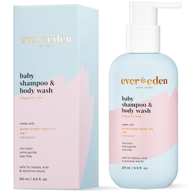 Evereden Baby Shampoo &amp; Body Wash 2-in-1, 8.5 fl oz   Gentle, Non-Toxic, Fragrance-Free, Hydrating Formula for Sensitive Skin