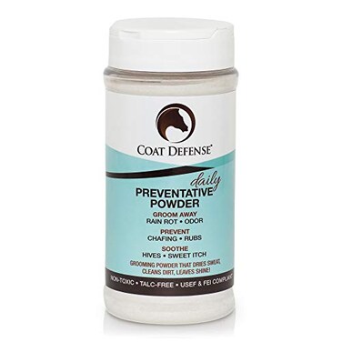 COAT DEFENSE Daily Preventative Powder for Horses - Safe &amp; Effective Equine Skin Conditioner Sweet Itch, Skin Funk, &amp; Rain Rot - Dry Horse Shampoo, 16 oz Formula with All Natural Ingredients