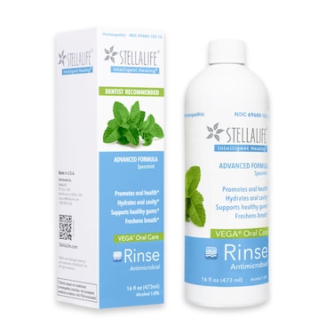 StellaLife Vega Oral Rinse Dry Mouth Mouthwash, Natural Daily Dental Hygiene for Healthy Gums, Fresh Breath, Sugar Free, Xylitol, Advanced Healing for Dental Procedures (Spearmint)