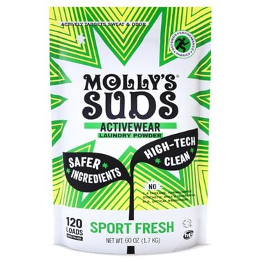 Molly's Suds Active Wear Laundry Detergent   Extra Strength Sport Laundry Powder, Stain Fighting for Performance Fabrics and Sensitive Skin   120 Loads