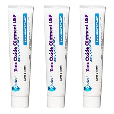 Globe Zinc Oxide Ointment 20%  2 Ounce Tube (3 Pack) (Total 6 oz)   Advanced Skin Protection   for Diaper Rash, Relief from Poison Ivy, Sumac &amp; Oak, Protects from Wetness, Protects Chafed Skin