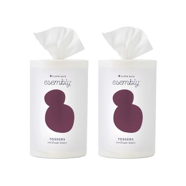Esembly Tossers, Cloth Diaper Disposable Viscose Derived from Bamboo Liner, Fragrance-Free and Chlorine-Free, One Size, 2- Liners (2-Pack)