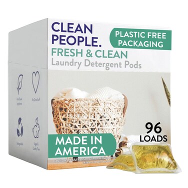 The Clean People Laundry Detergent Pods - Hypoallergenic Laundry Pods - Ultra Concentrated, Recyclable Packaging, Stain Fighting - Fresh Scent, 96 Pack