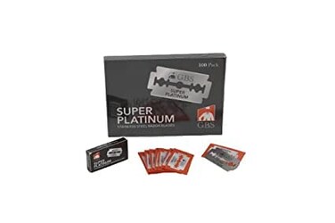 G.B.S 100 Count Super Platinum Men's Safety Razor Blades - Premium Double Edge Blades crafted from Platinum Stainless Steel for a perfect shave