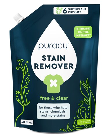 Puracy Stain Remover Cleaning Spray Refill - Enzyme-Powered Stain Remover Spray As Seen on TikTok, Natural Travel Stain Remover for Clothes (Free &amp; Clear, 48 fl oz)