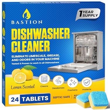 Dishwasher Cleaner Tablets - 24 Tablets (1-Year Supply) Lemon-Scented, Heavy Duty Cleaning Descaler Pods for Dish Washer, Deep Cleans &amp;amp; Maintains Your Dishwashing Machine for Optimal Performance
