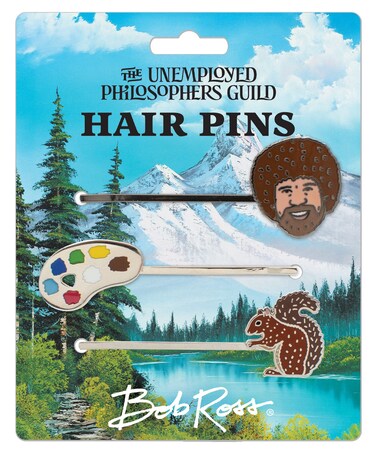 Bob Ross 3 Hair Pins Set - Ross, Paint Easel, and Squirrel