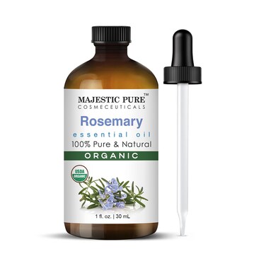 Majestic Pure Organic Rosemary Essential Oil - 100% Pure &amp; Premium Rosemary Oil for Hair Growth, Skin, Face, Aromatherapy &amp; Diffuser - 1 fl oz   Perfect Organic Rosemary Oil for Hair Growth