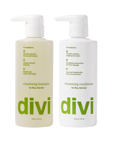 divi Volumizing Shampoo and Conditioner Set for Women and Men - Lightweight Hair Care Duo for Fine and Thinning Hair - Adds Volume, Lift, and Bounce - Strengthens and Nourishes Hair, 2 x 12 Fl Oz