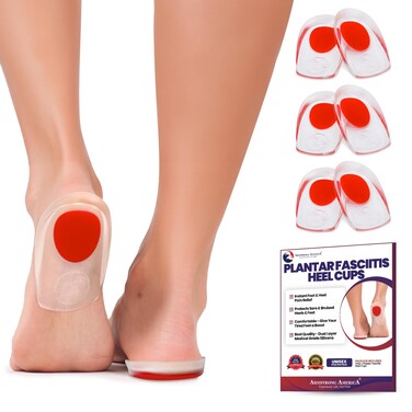 Gel Heel Pads for Shoes Heel Pain Relief   Plantar Fasciitis Heel Cups   Heel Cushion Heel Spur Relief   Silicone Heel Protector Insoles   Sore Bruised Feet   Heel Inserts for Women &amp; Men (S/M 3-PAIR)