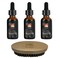 G.B.S Beard Oil, 30ml, Set of 3 Bottles with Wooden Boar Bristle Beard Brush