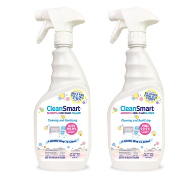 CleanSmart Nursery &amp; High Chair Cleaner, 23 Ounce Bottle (Pack of 2), Hypochlorous Naturally Kills 99.9% of Viruses like RSV &amp; Flu with Zero Residue
