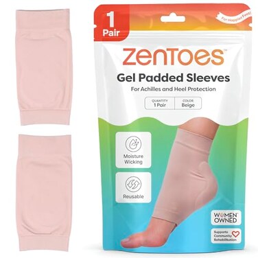 ZenToes Achilles Tendon Heel Protector Compression Padded Sleeve Socks for Bursitis, Tendonitis, Tenderness - 1 Pair
