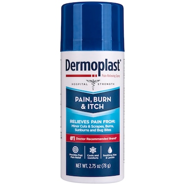 Dermoplast Pain, Burn &amp; Itch Relief Spray for Minor Cuts, Burns and Bug Bites, 2.75 Oz (Packaging May Vary)